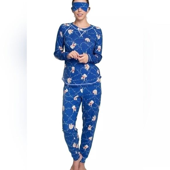Women's Printed Hacci Pajamas & Sleep Mask Set Size Large - Picture 2 of 9
